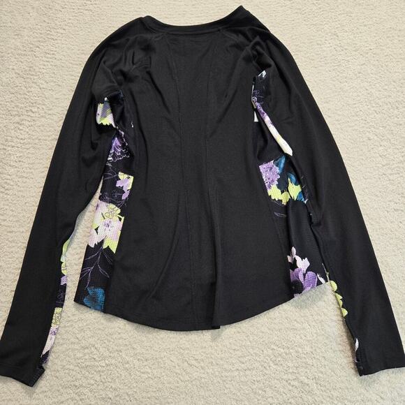 Fila Long Sleeve Activewear Top Black with Floral Mesh Running Cycling Women's S - Picture 9 of 11